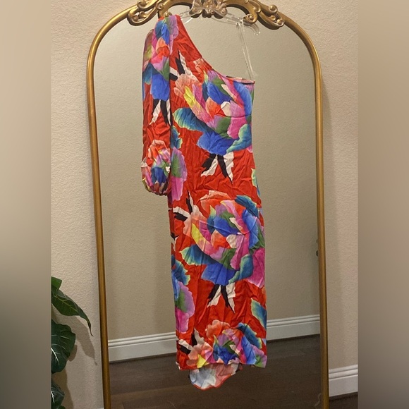 Farm Rio for Anthropologie One-Shoulder Slim Floral Midi Dress Size XL - Picture 9 of 15